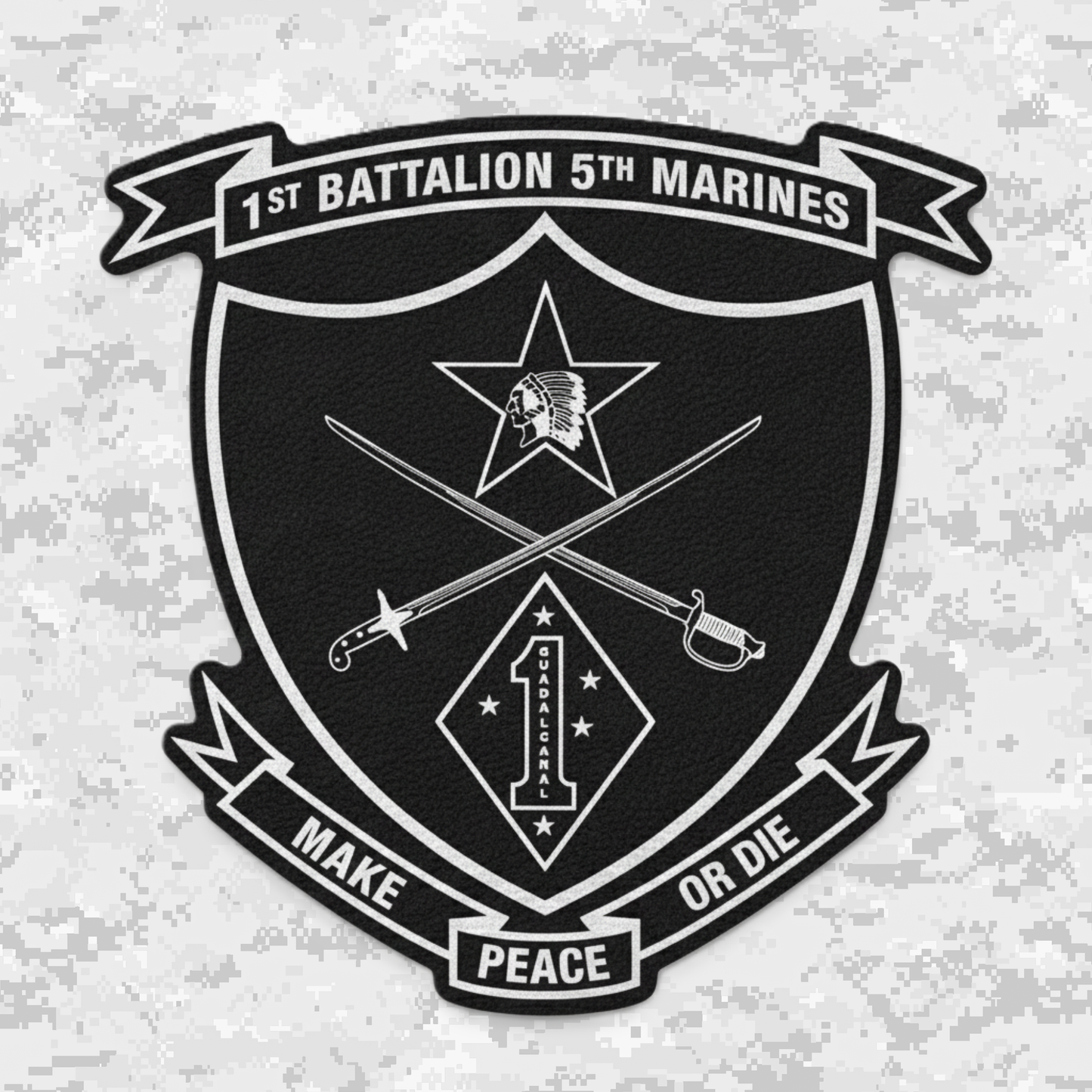 Leather Patch | 1st Battalion 5th Marines Unit "Geronimo" | Velcro Backed | Brown / Black