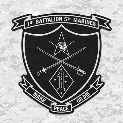 Leather Patch | 1st Battalion 5th Marines Unit "Geronimo" | Velcro Backed | Brown / Black