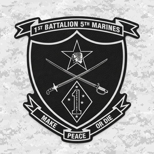 Leather Patch | 1st Battalion 5th Marines Unit "Geronimo" | Velcro Backed | Brown / Black