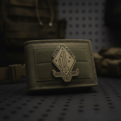 Leather Patch | 1st Battalion 1st Marines Unit "First of the First" | Velcro Backed | Brown / Black