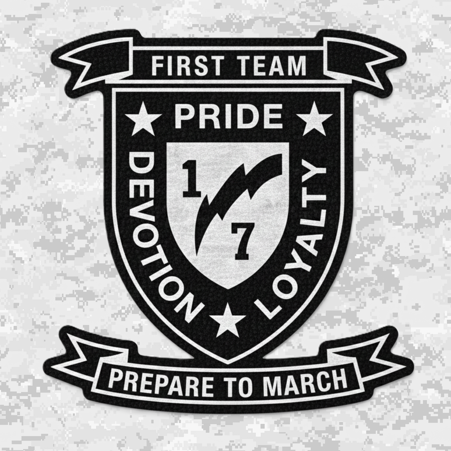 Leather Patch | 1st Battalion 7th Marines Unit "First Team" | Velcro Backed | Brown / Black