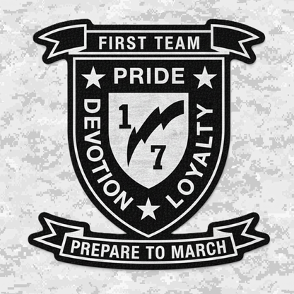 Leather Patch | 1st Battalion 7th Marines Unit "First Team" | Velcro Backed | Brown / Black