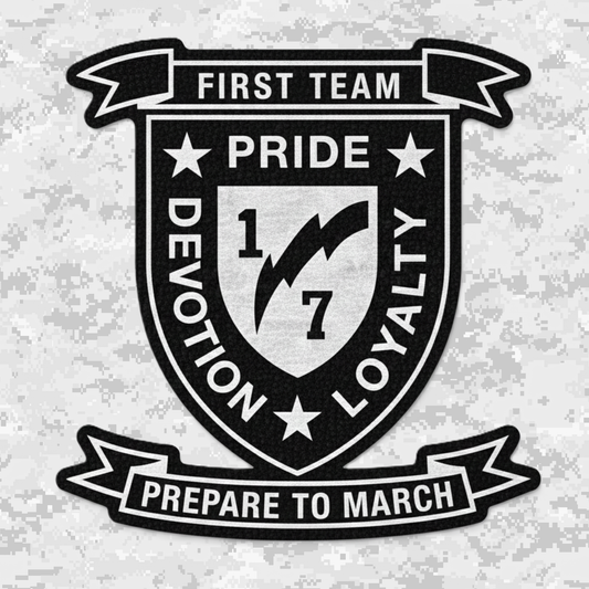 Leather Patch | 1st Battalion 7th Marines Unit "First Team" | Velcro Backed | Brown / Black