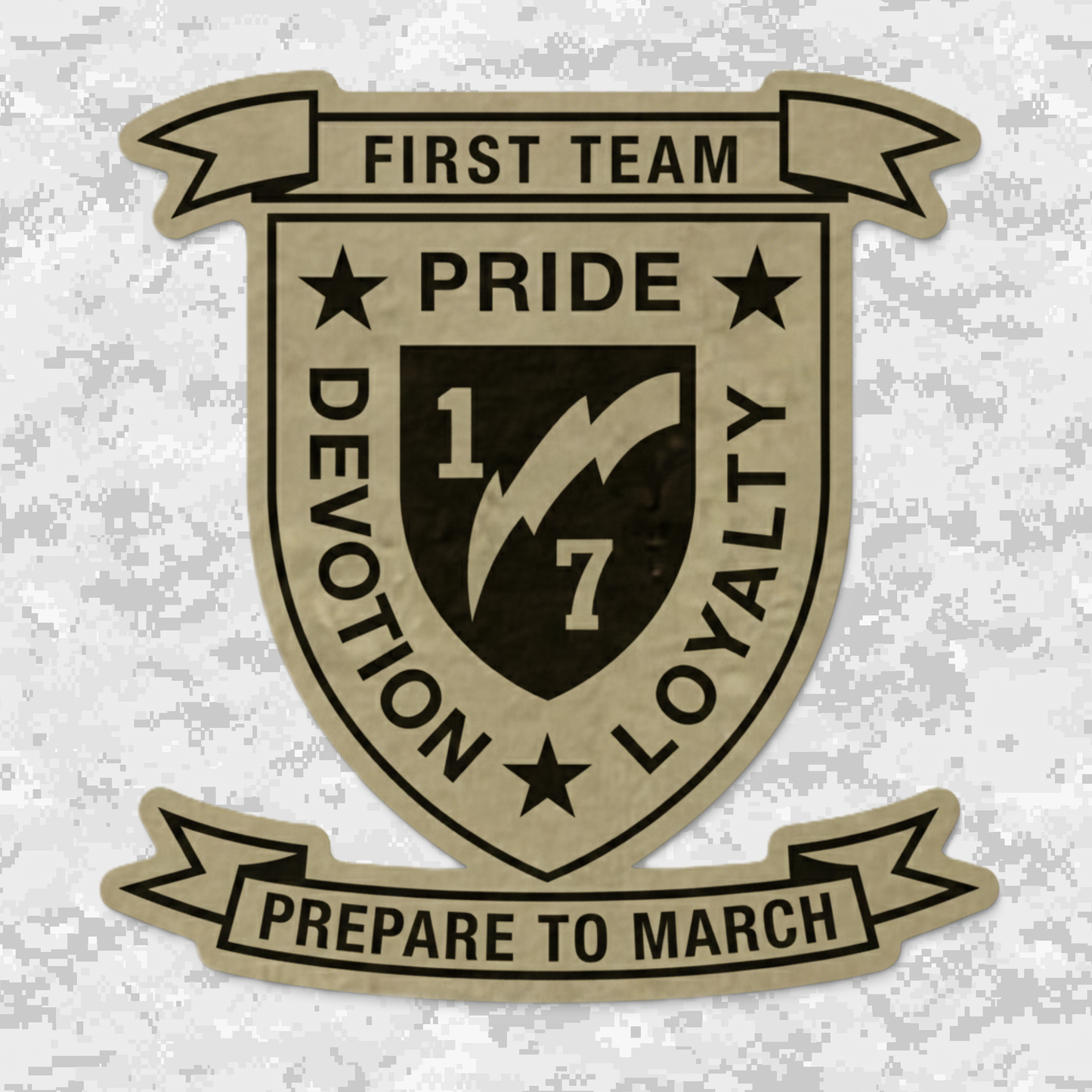 Leather Patch | 1st Battalion 7th Marines Unit "First Team" | Velcro Backed | Brown / Black
