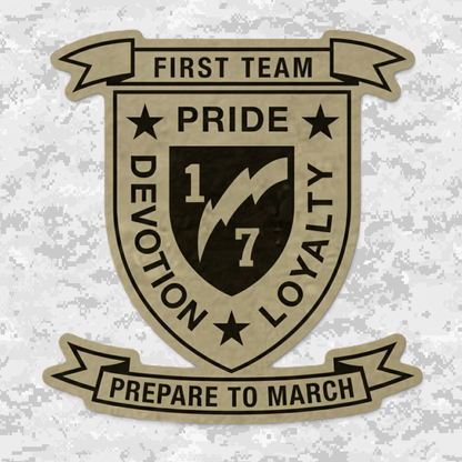 Leather Patch | 1st Battalion 7th Marines Unit "First Team" | Velcro Backed | Brown / Black