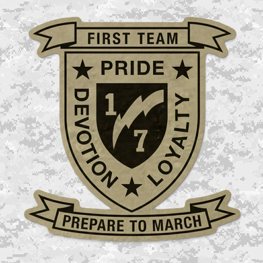 Leather Patch | 1st Battalion 7th Marines Unit "First Team" | Velcro Backed | Brown / Black