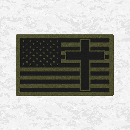American Flag Faith & Country | Leather Patch | Velcro Backed