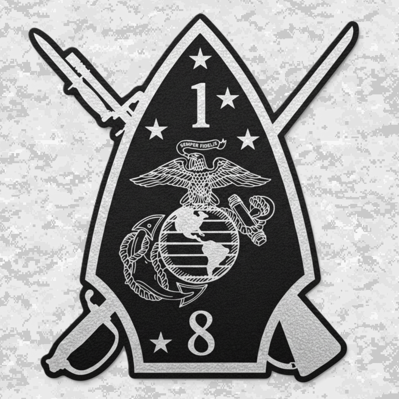 Leather Patch | 1st Battalion 8th Marines Unit "The Beirut Battalion" | Velcro Backed | Brown / Black