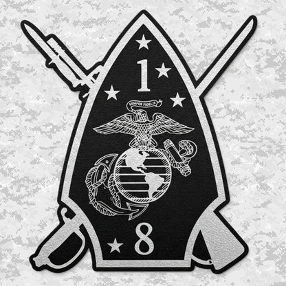 Leather Patch | 1st Battalion 8th Marines Unit "The Beirut Battalion" | Velcro Backed | Brown / Black