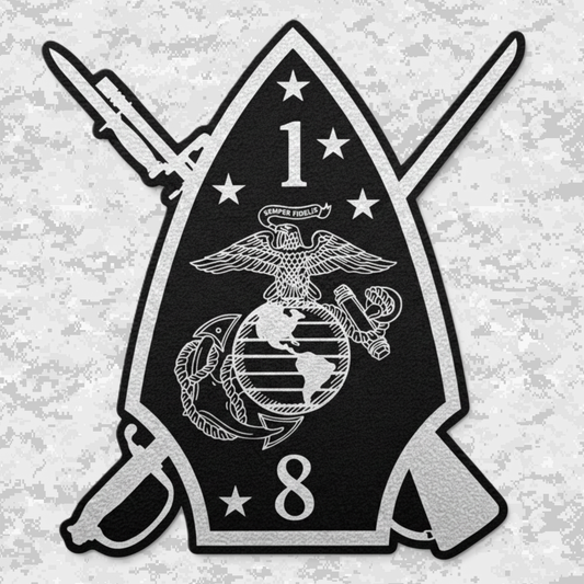 Leather Patch | 1st Battalion 8th Marines Unit "The Beirut Battalion" | Velcro Backed | Brown / Black