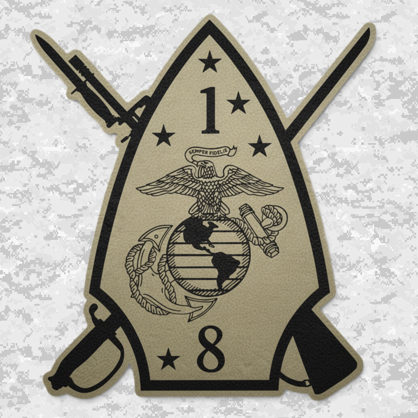 Leather Patch | 1st Battalion 8th Marines Unit "The Beirut Battalion" | Velcro Backed | Brown / Black
