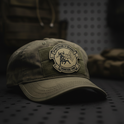 Leather Patch | 3rd Battalion 1st Marines "Thundering Third" | Velcro Backed | Brown / Black