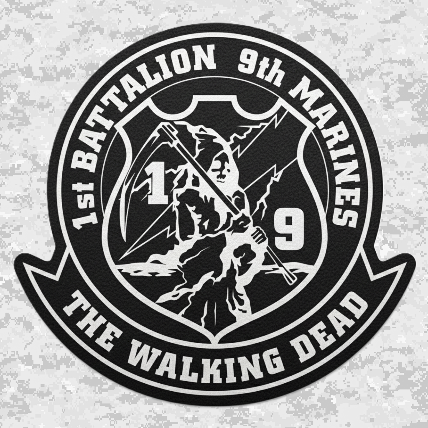 Leather Patch | 1st Battalion 9th Marines Unit "The Walking Dead" | Velcro Backed | Brown / Black