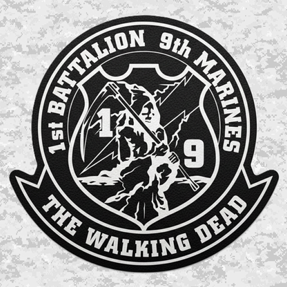 Leather Patch | 1st Battalion 9th Marines Unit "The Walking Dead" | Velcro Backed | Brown / Black