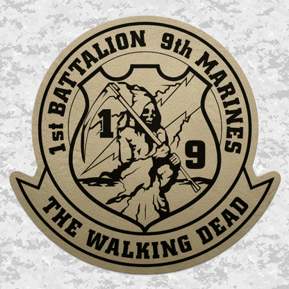 Leather Patch | 1st Battalion 9th Marines Unit "The Walking Dead" | Velcro Backed | Brown / Black