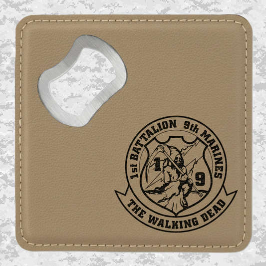 1st Battalion 9th Marines Unit "The Walking Dead" | Leather Coaster & Opener