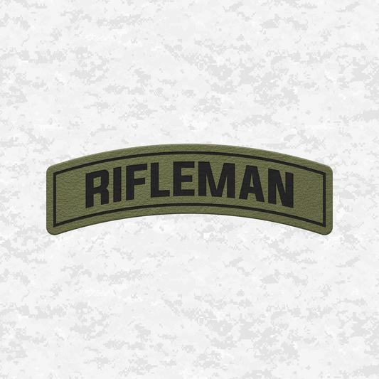 Rifleman Tab Insignia | Leather Patch | Velcro Backed