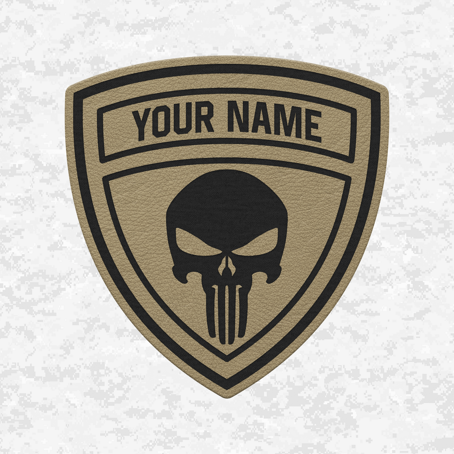 Custom Skull Shield | Leather Patch | Velcro Backed