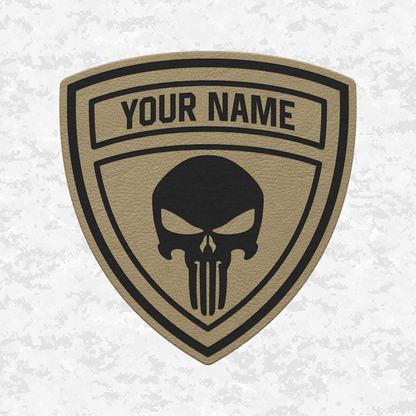 Custom Skull Shield | Leather Patch | Velcro Backed