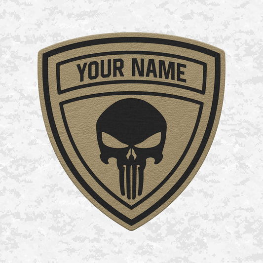 Custom Skull Shield | Leather Patch | Velcro Backed