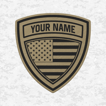 Custom US Flag Shield | Leather Patch | Velcro Backed