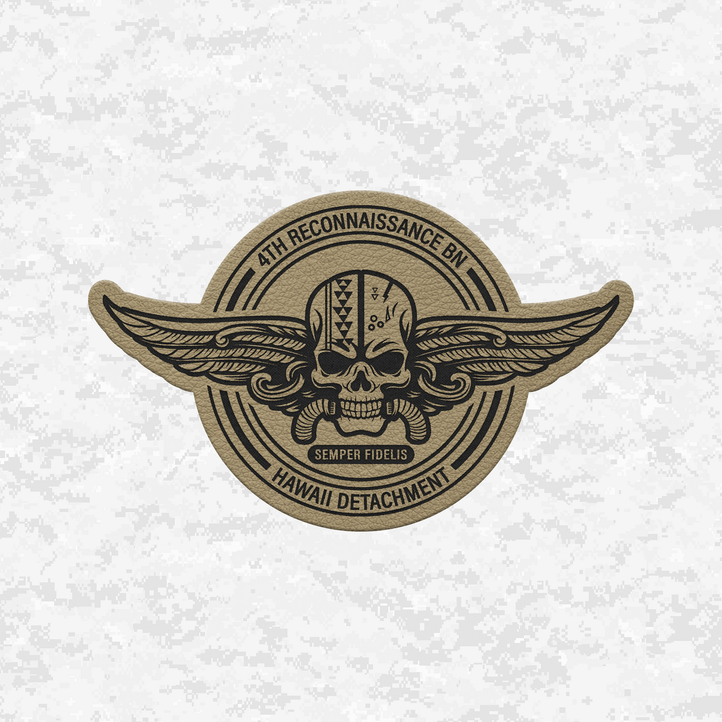 4th Reconnaissance Battalion | Hawaii Det. | Leather Patch | Velcro Backed