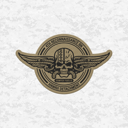 4th Reconnaissance Battalion | Hawaii Det. | Leather Patch | Velcro Backed