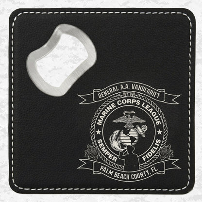 Marine Corps League | General A.A. Vandegrift Detachment #68 | Leather Coaster & Opener