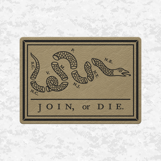Join Or Die "Benjamin Franklin Snake Emblem" | Leather Patch | Velcro Backed
