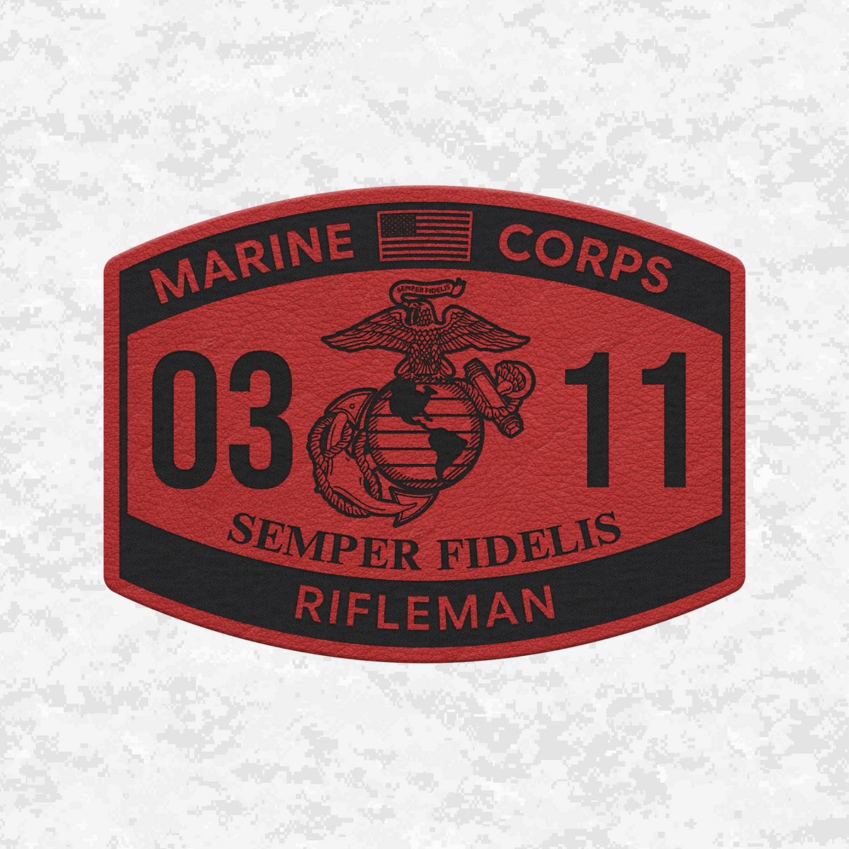 MOS 0311 Rifleman | US Flag | Leather Patch | Velcro Backed