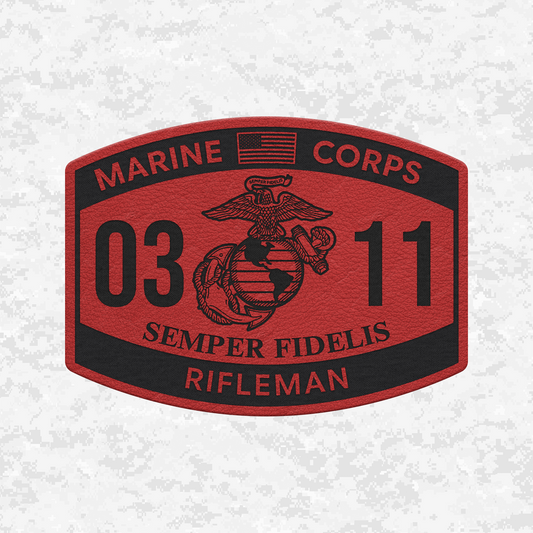 MOS 0311 Rifleman | US Flag | Leather Patch | Velcro Backed