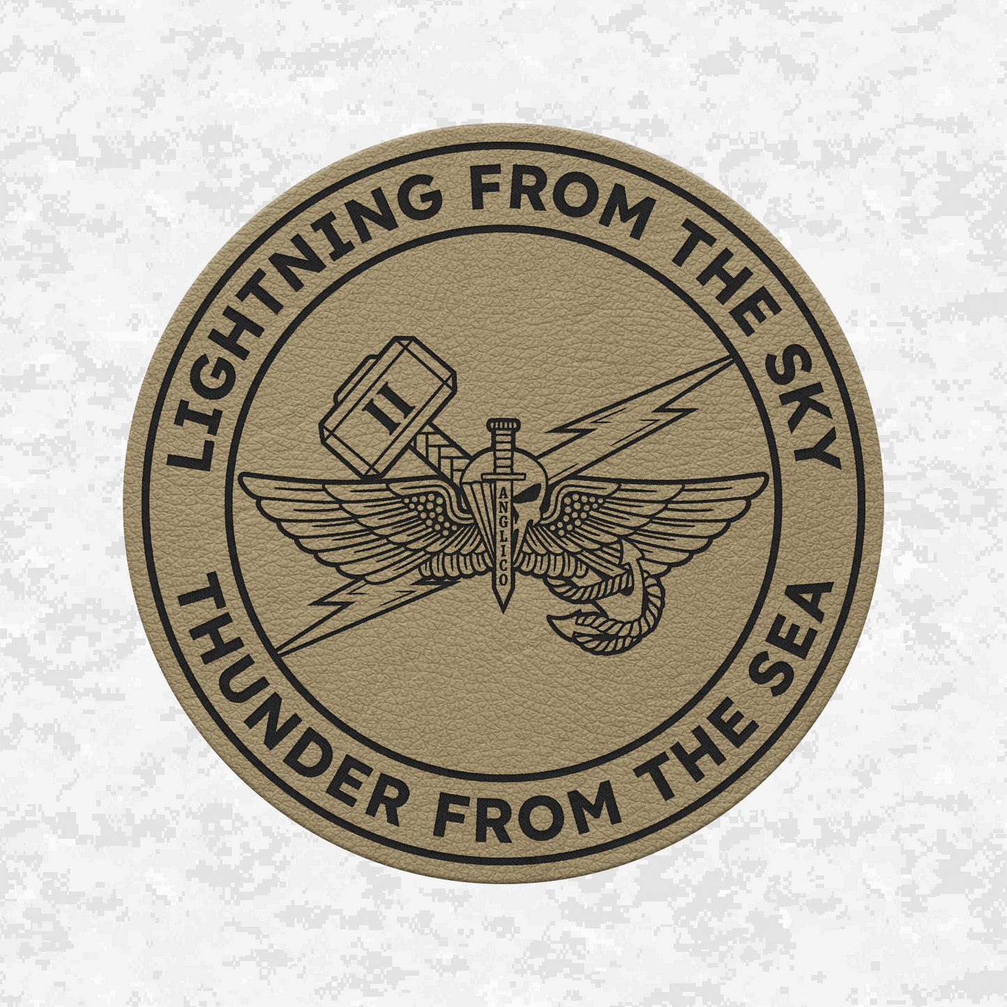 2D ANGLICO | Lightning From The Sky, Thunder From The Sea | Leather Patch | Velcro Backed
