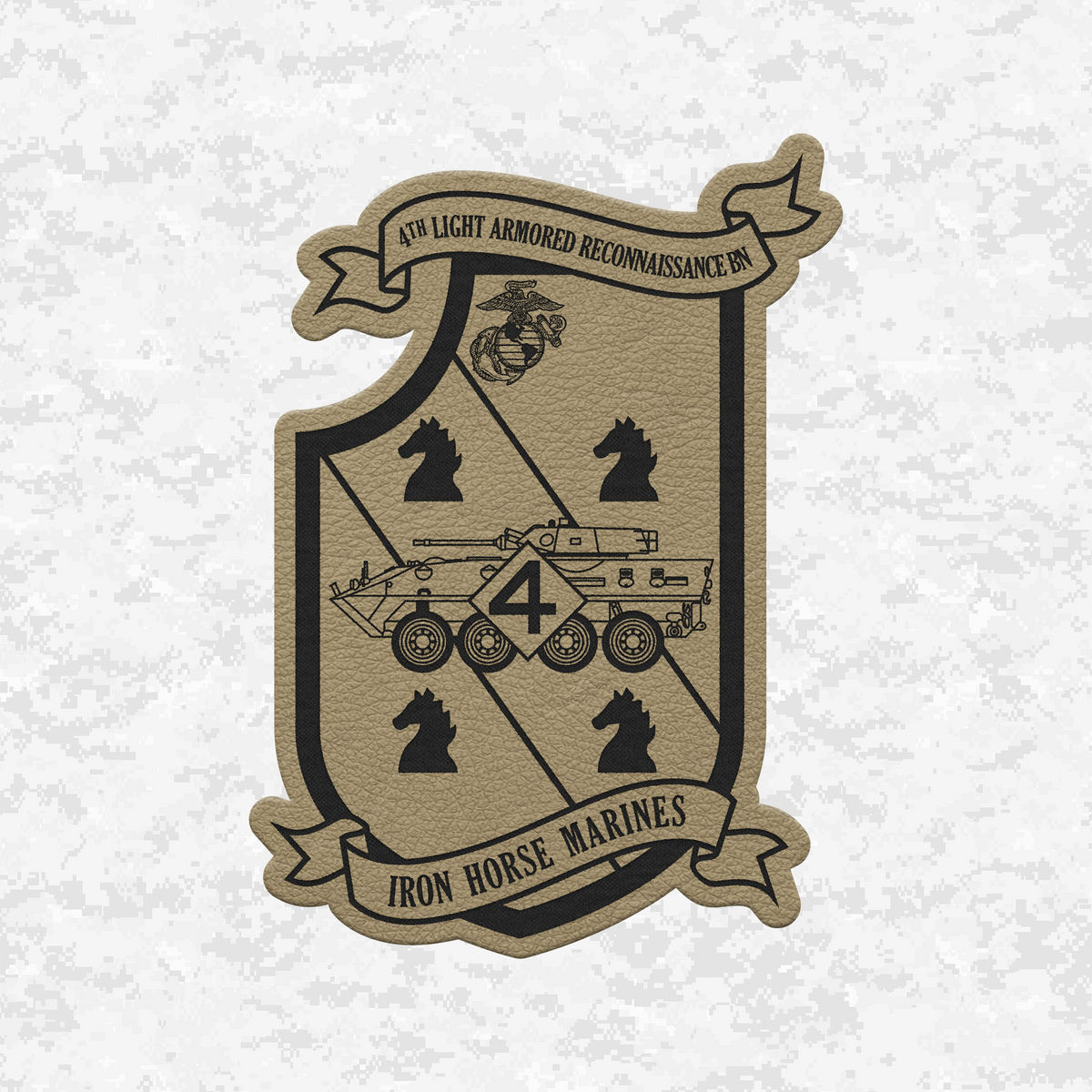 4th Light Armored Reconnaissance Battalion "Iron Horse Marines" | Leather Patch | Velcro Backed