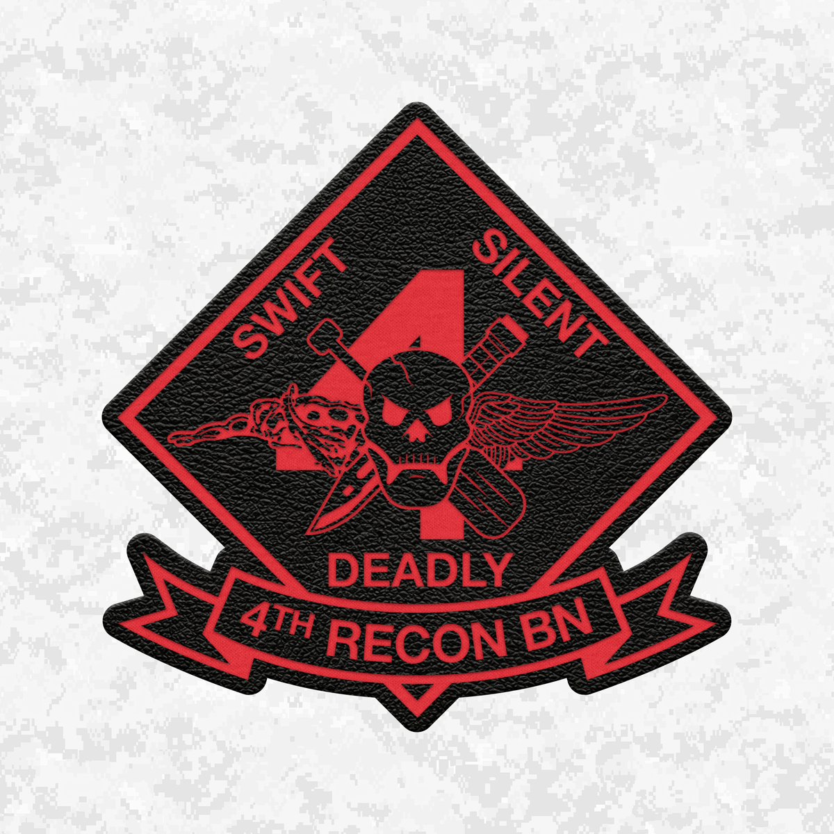 4th Reconnaissance Battalion Unit "Swift, Silent, Deadly" #2 | Leather Patch | Velcro Backed