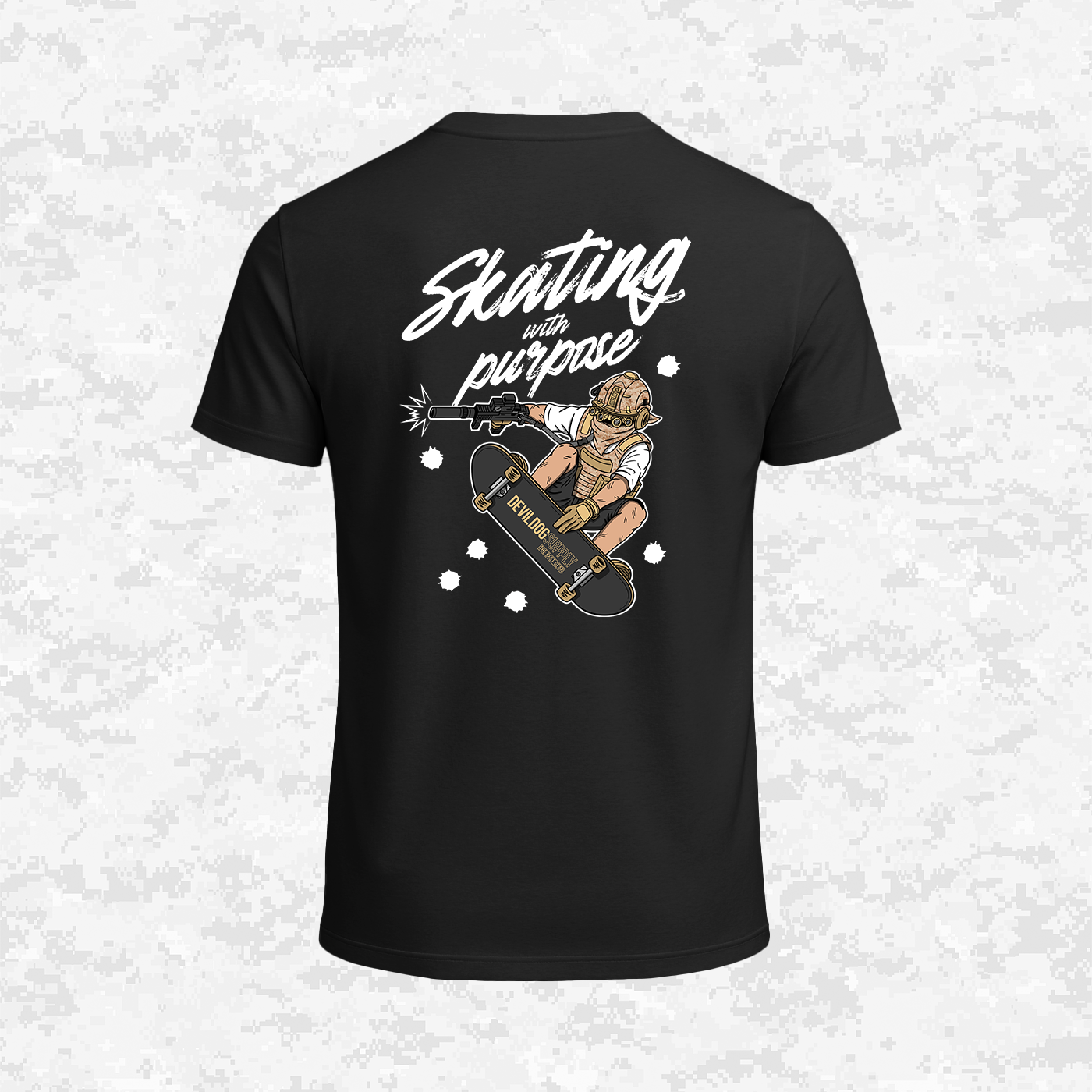 Skating With Purpose - Marine in Skate (marpat desert) | T-shirt