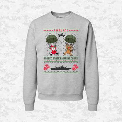 Santa’s Parachute Mission | ANGLICO x USMC Design | Ugly Christmas Sweaters