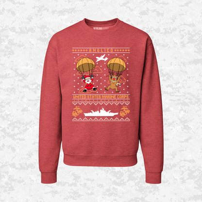 Santa’s Parachute Mission | ANGLICO x USMC Design | Ugly Christmas Sweaters