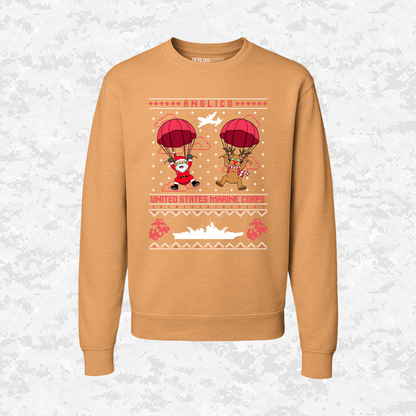 Santa’s Parachute Mission | ANGLICO x USMC Design | Ugly Christmas Sweaters