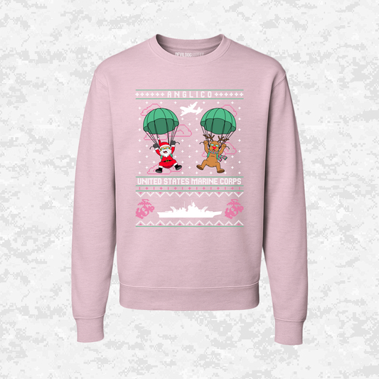 Santa’s Parachute Mission | ANGLICO x USMC Design | Ugly Christmas Sweaters