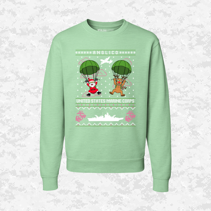 Santa’s Parachute Mission | ANGLICO x USMC Design | Ugly Christmas Sweaters