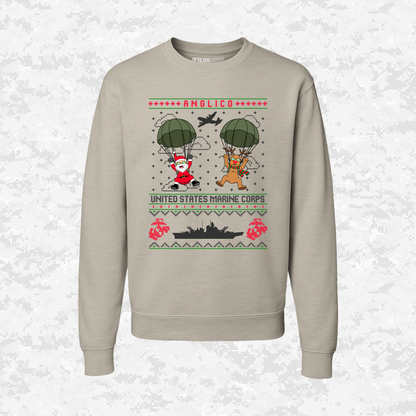 Santa’s Parachute Mission | ANGLICO x USMC Design | Ugly Christmas Sweaters
