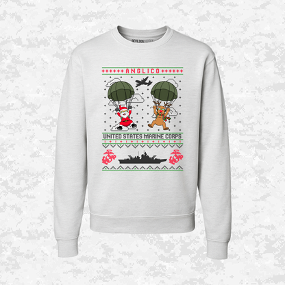 Santa’s Parachute Mission | ANGLICO x USMC Design | Ugly Christmas Sweaters