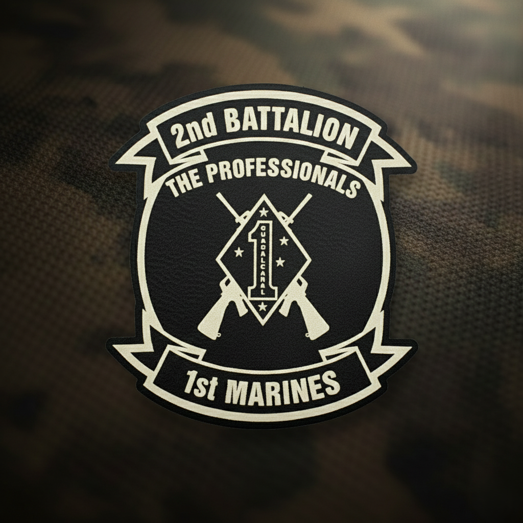 Leather Patch | 2nd Battalion 1st Marines Unit "The Professionals" | Velcro Backed | Brown / Black