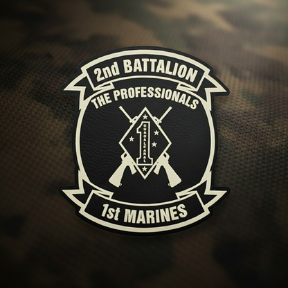 Leather Patch | 2nd Battalion 1st Marines Unit "The Professionals" | Velcro Backed | Brown / Black