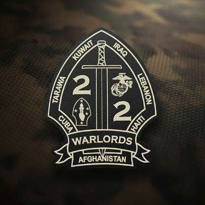 Leather Patch | 2nd Battalion 2nd Marines "Warlords" #1 | Velcro Backed | Brown / Black