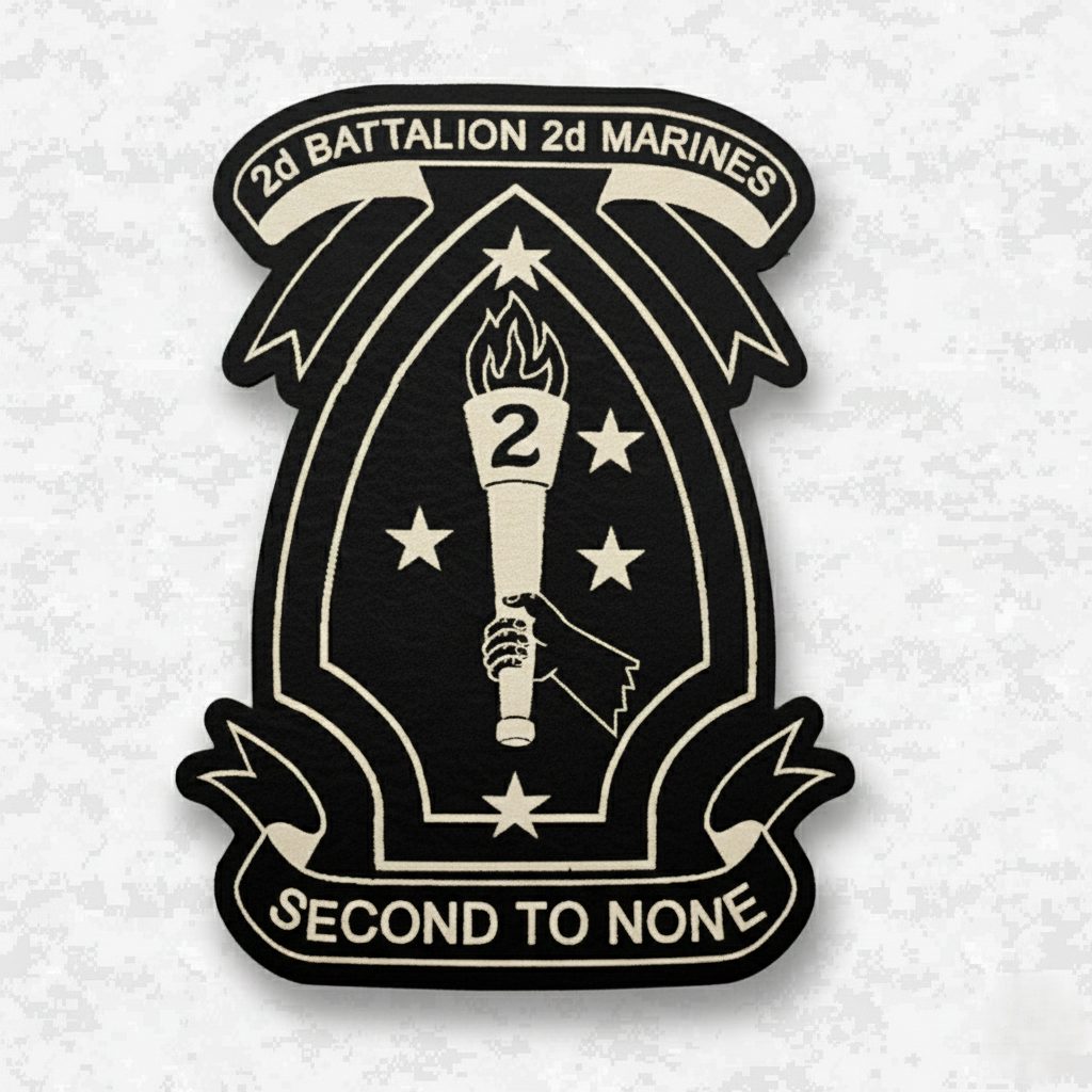 Leather Patch | 2nd Battalion 2nd Marines #2 | Velcro Backed | Brown / Black