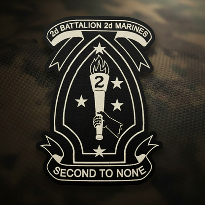 Leather Patch | 2nd Battalion 2nd Marines #2 | Velcro Backed | Brown / Black