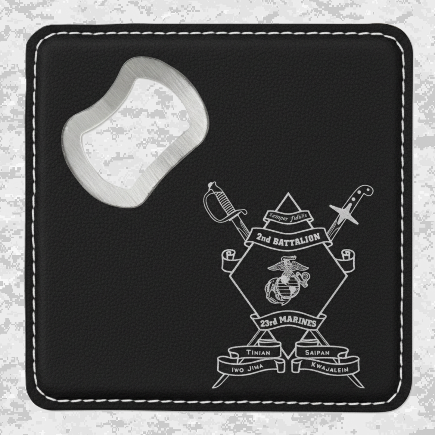 2nd Battalion 23rd Marines Unit "Prepared and Professional" #2 | Leather Coaster & Opener