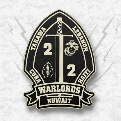 Leather Patch | 2nd Battalion 2nd Marines "Warlords" #3 | Velcro Backed | Brown / Black