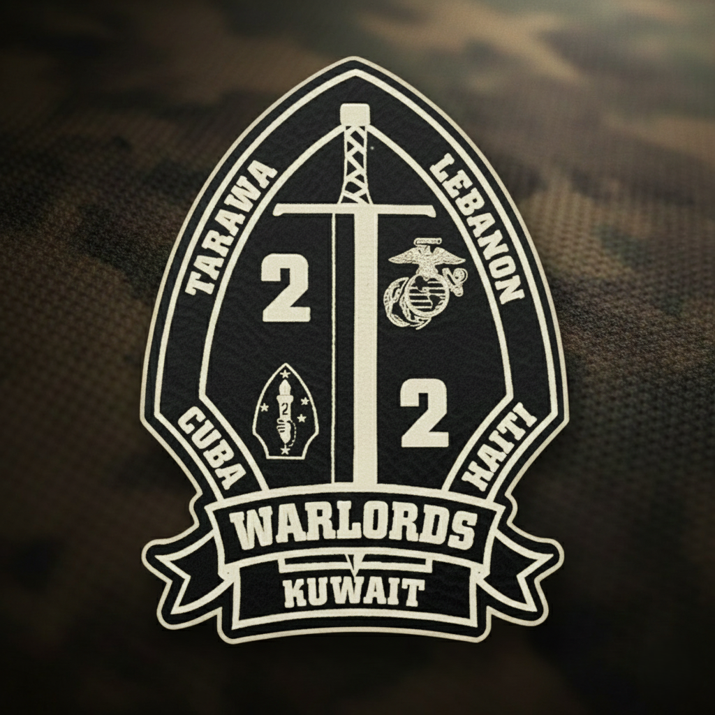 Leather Patch | 2nd Battalion 2nd Marines "Warlords" #3 | Velcro Backed | Brown / Black
